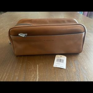 NWT Coach Toiletry Bag Brown Leather